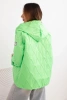 Women's spring quilted jacket with a hood and zipper neon green