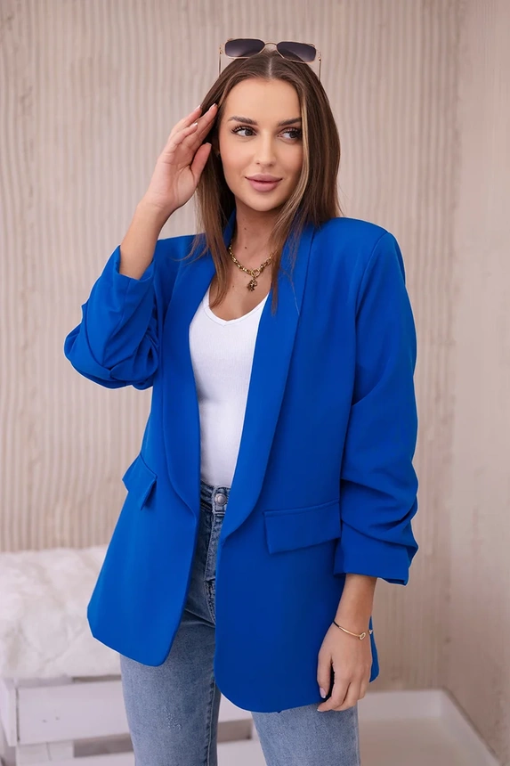 Bunda s klopou elegantní chrpově modrá