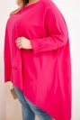 Damen Tunika Plus Size aus Baumwolle mit asymmetrischem Saum fuchsia
