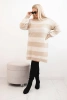 Damenpulloverkleid Plus Size gestreift beige