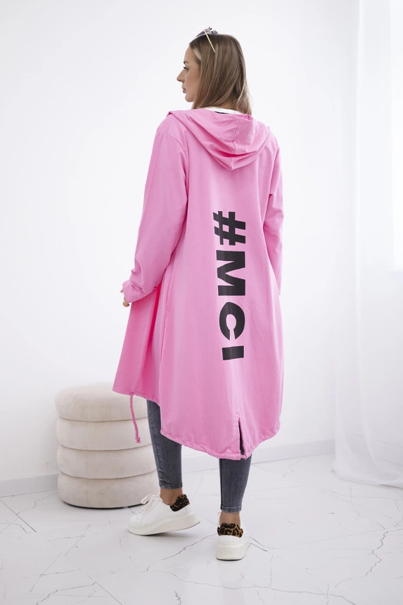 Spausdinta oversize šviesiai rožinė striukė