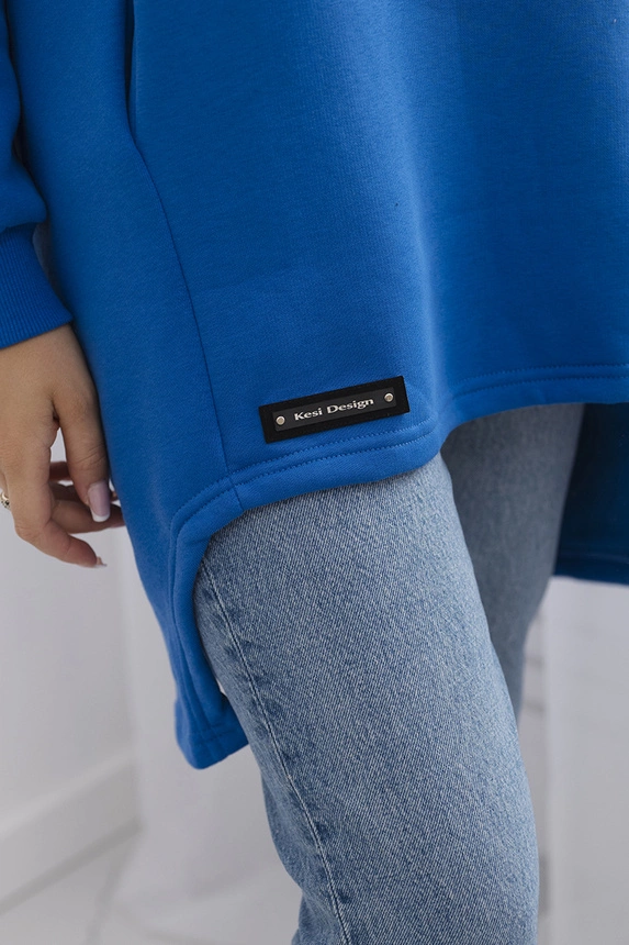 Warm-up Bluse mit längerem Rücken kornblumenblau