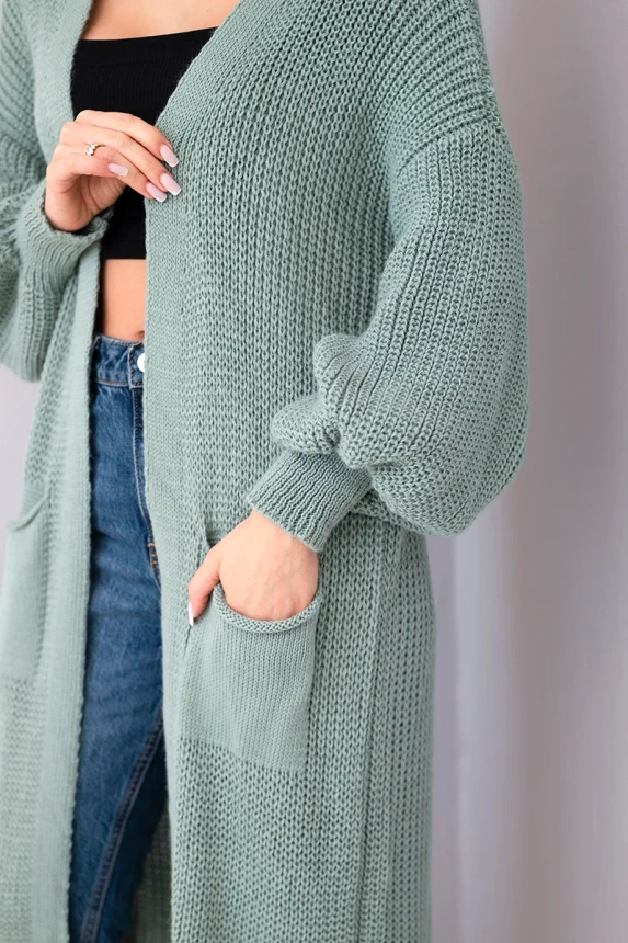 Pullover lange Strickjacke dunkles Mint