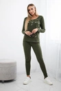 Set with a neckline with press studs khaki