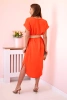 Dress with a decorative belt dark orange