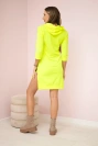 Kleid mit längerem Rücken und farbenfrohem Druck in neongelb