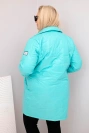 Kurtka damska Plus Size pikowana z ozdobnymi guzikami i kołnierzem ciemno miętowa