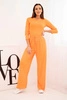 Women's viscose set with a blouse and wide trousers orange