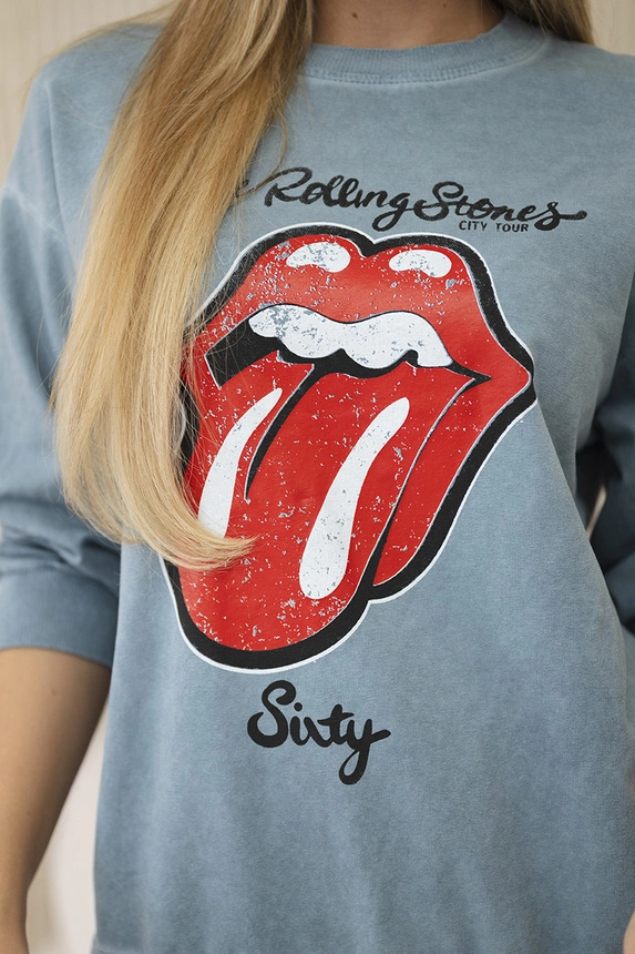 Cotton set wiped with print sweatshirt + pants denim