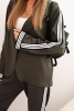 Women's set with viscose, featuring a piping and a sporty blazer khaki