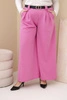 Damen Plus Size Viskosehosen mit weitem Bein und Gürtel rosa