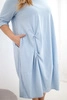Damenkleid Plus Size aus Baumwolle mit Raffung blau
