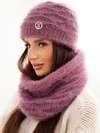 Damen-Set Mütze und Loop dunkelviolett