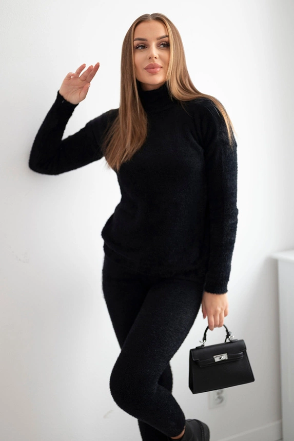 Alpaca sweater set two-piece black
