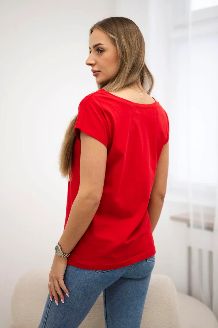 Blouse with lips print red