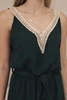 Short jumpsuit with decorative lace dark green
