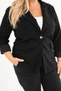 Dámské sako Plus Size manšestrové s klopami a kapsami černá