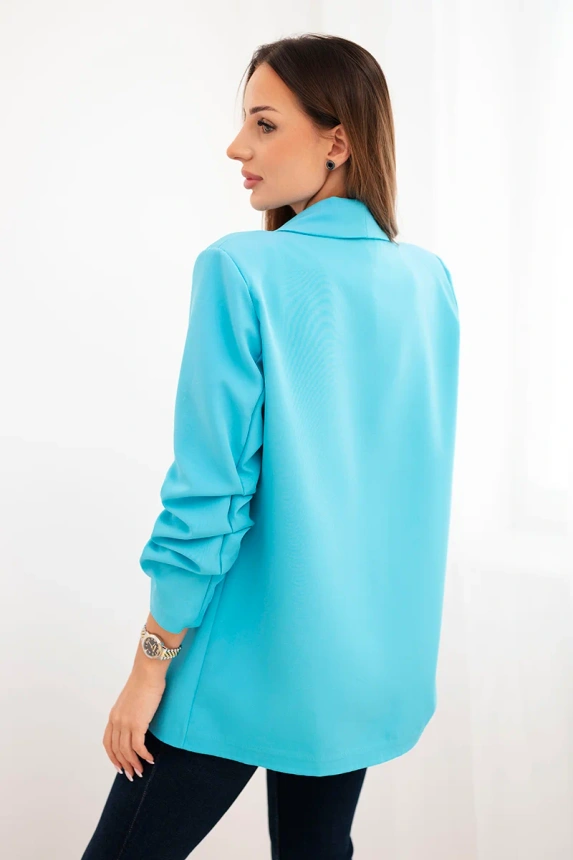 Elegant jacket with lapels gray turquoise
