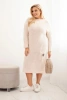 Sukienka swetrowa damska Plus Size z moherem oversize z kieszenią beżowa