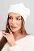Dámska vlnená klasická hladká čiapka beanie K420 ecru