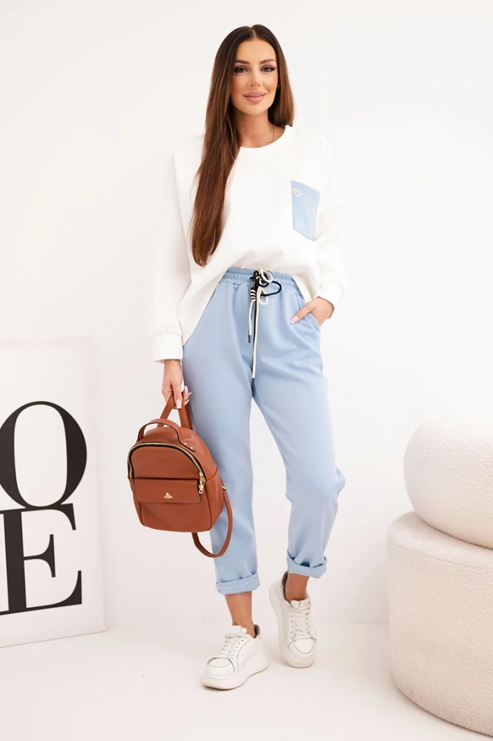 Damen-Set mit kontrastierender Tasche butterfarben blau