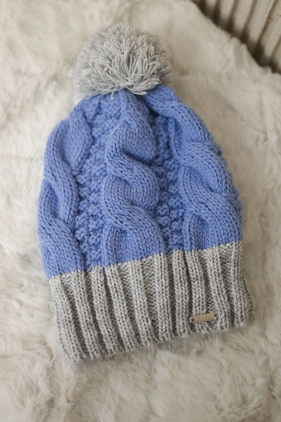 Čapica s fleece Paris K212 modrá+šedá