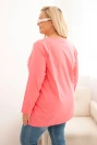 Damenbluse Plus Size aus Baumwolle mit Rundhalsausschnitt rosa