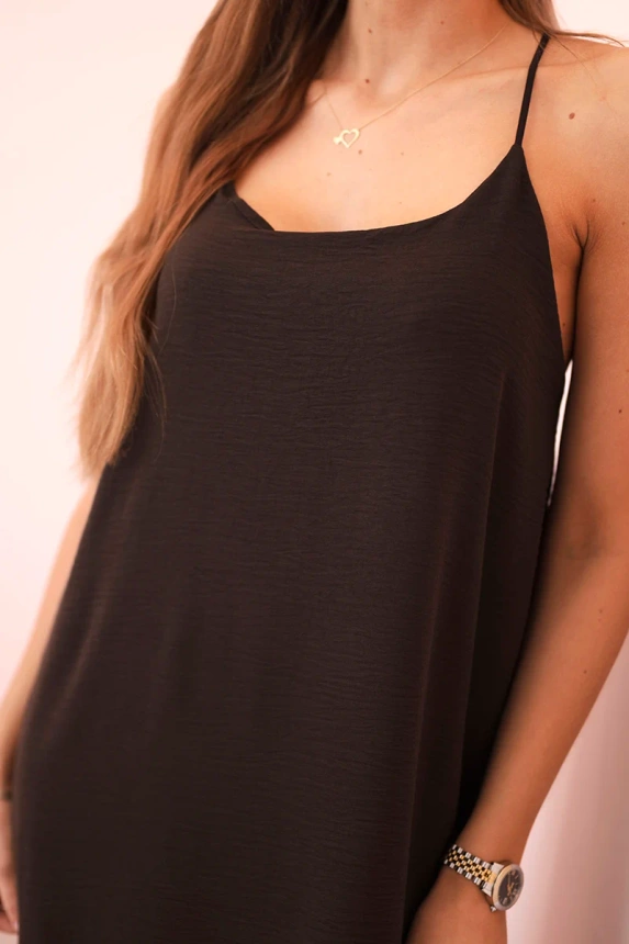 Long dress with straps brown