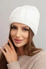 Women's winter wool hat with cable knit pattern K452 white