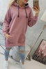 Two-color hooded dress dark pink