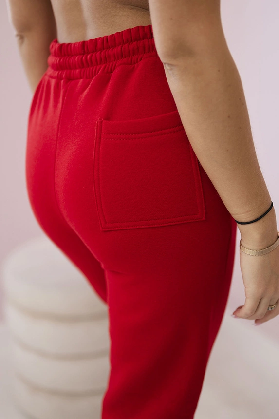 Insulated cotton set, sweatshirt with embroidery + pants red