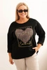 Dámska mikina Plus Size s kapucňou a potlačou, grafitová