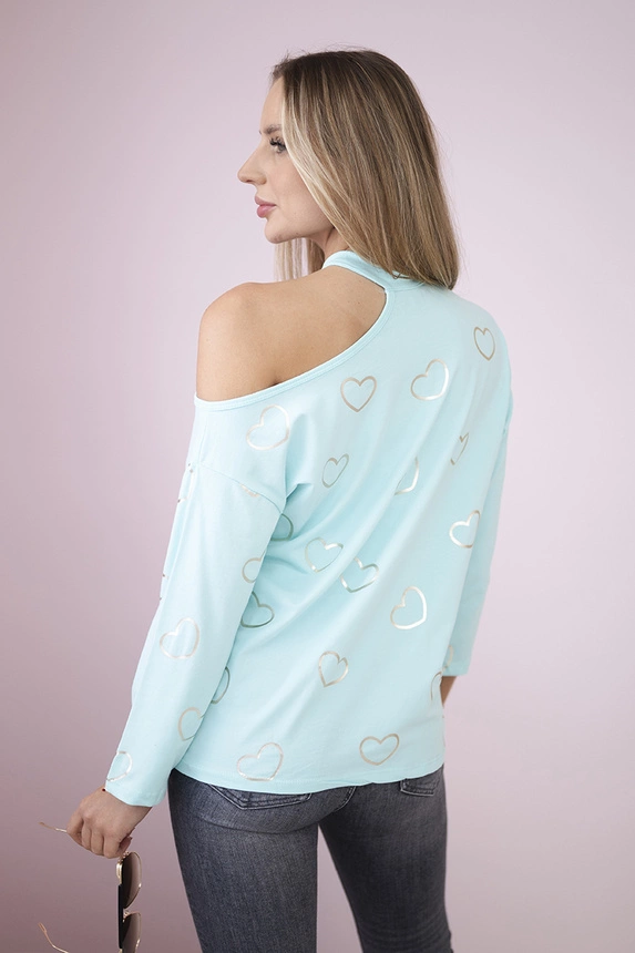 Bluse mit Herzmotiv in mint
