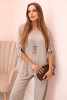 Damen-Set mit einer Bluse mit Halskette und einer weiten Hose fango