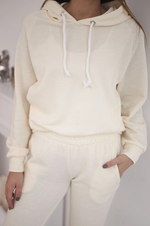 Sweatshirt set with a hood ecru