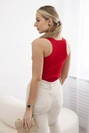 Striped blouse with metal plate red