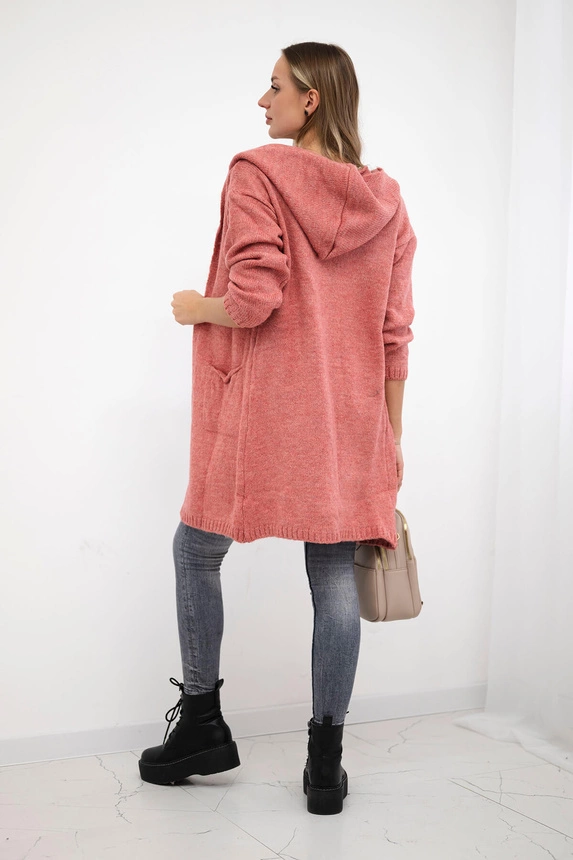 Kapuzenpulli mit Taschen einfarbig fuchsia