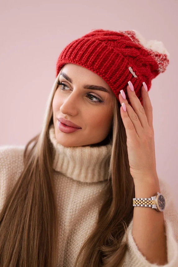Čapica s fleece Ilona K218 malina+ecru