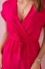 Kurzer Jumpsuit in der Taille gebunden Fuchsia