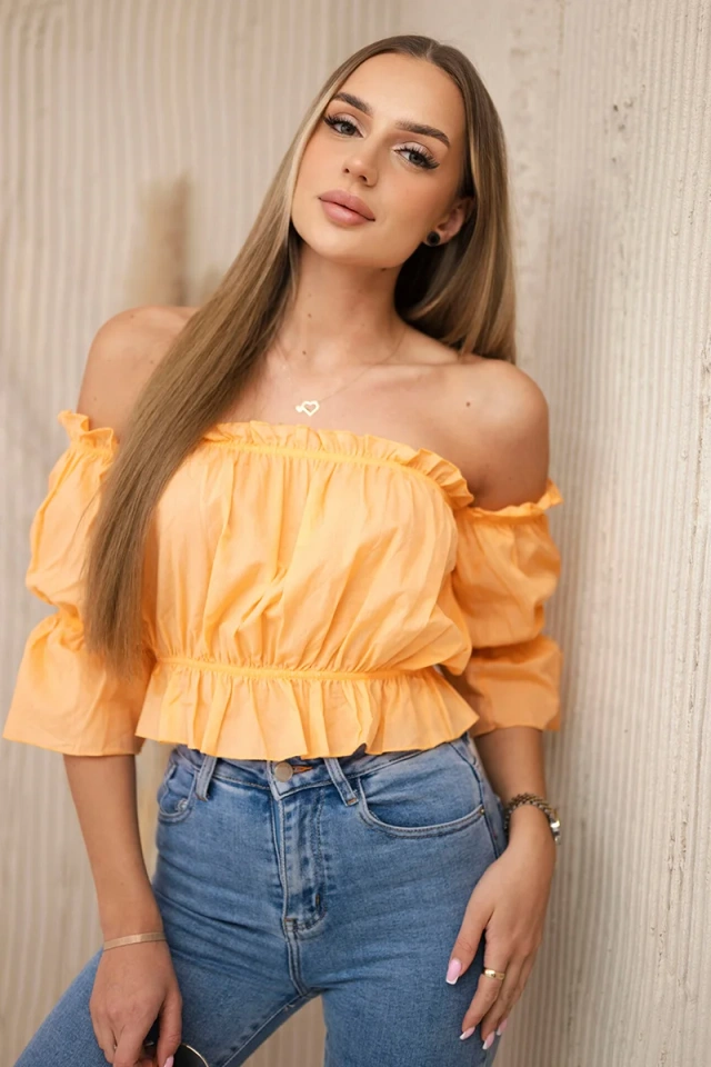 Off-the-shoulder blouse peach