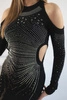 Strickkleid mit Cut-Out an Taille und Schultern schwarz