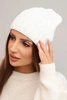 Women's winter hat made of wool with a geometric pattern K479 white