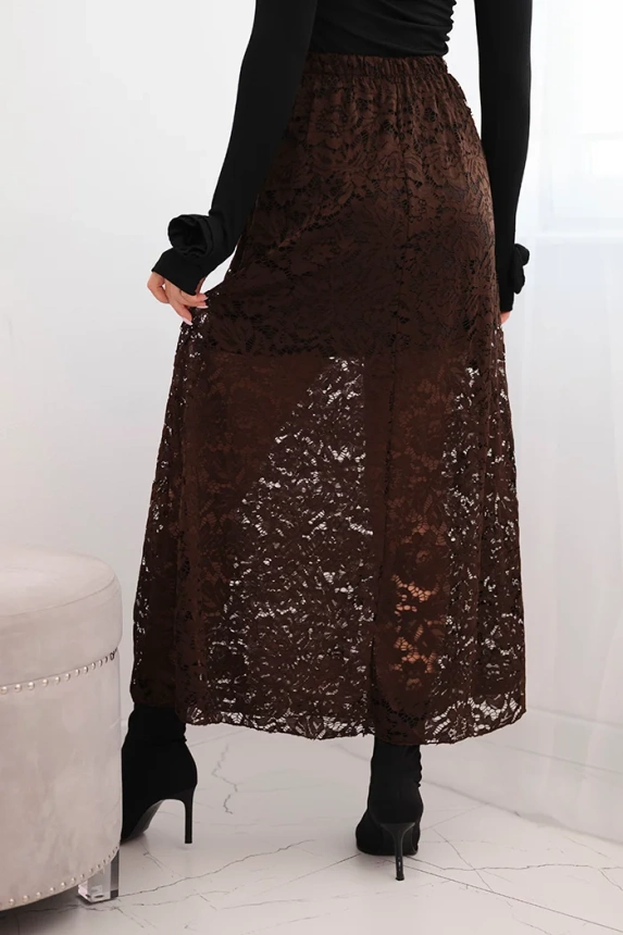 Women's skirt with lace and lining brown
