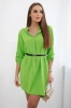Dress with longer back and belt bright green