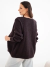 Sweter damski z alpaką bez zapięcia i długim rękawem brązowy