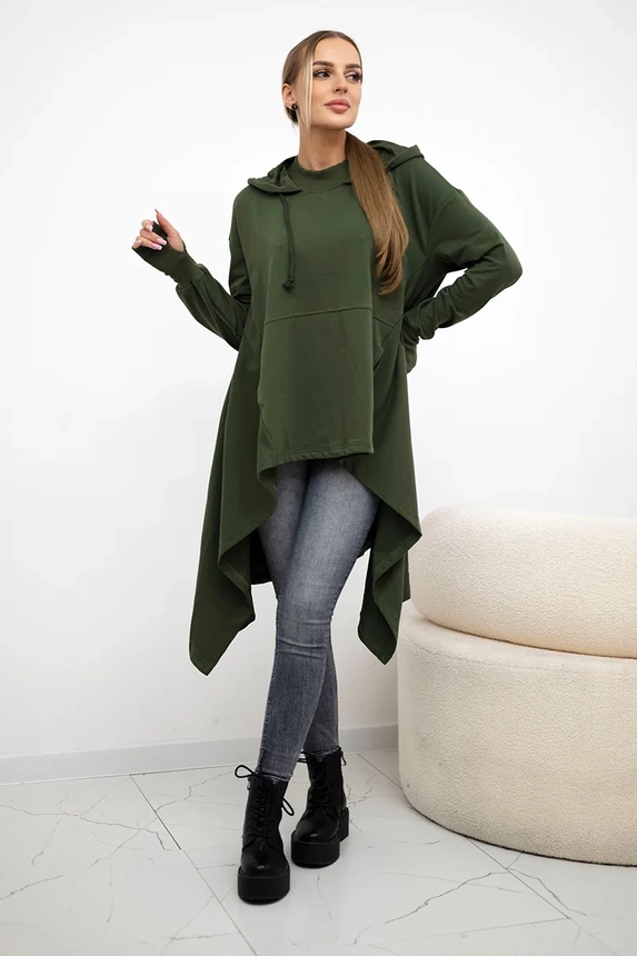 Bluza rozkloszowana u dołu khaki