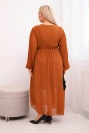 Dámska plisovaná sukňa Plus Size z viskózy a s dlhým rukávom camelová