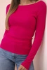 Women's cotton long-sleeve blouse with a boat neckline fuchsia