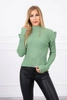 Fitted sweater blouse with buttons dark mint