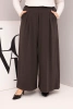 Plus Size women's cotton pants with wide legs and a loose fit brown